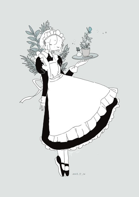 「black dress tray」 illustration images(Latest)