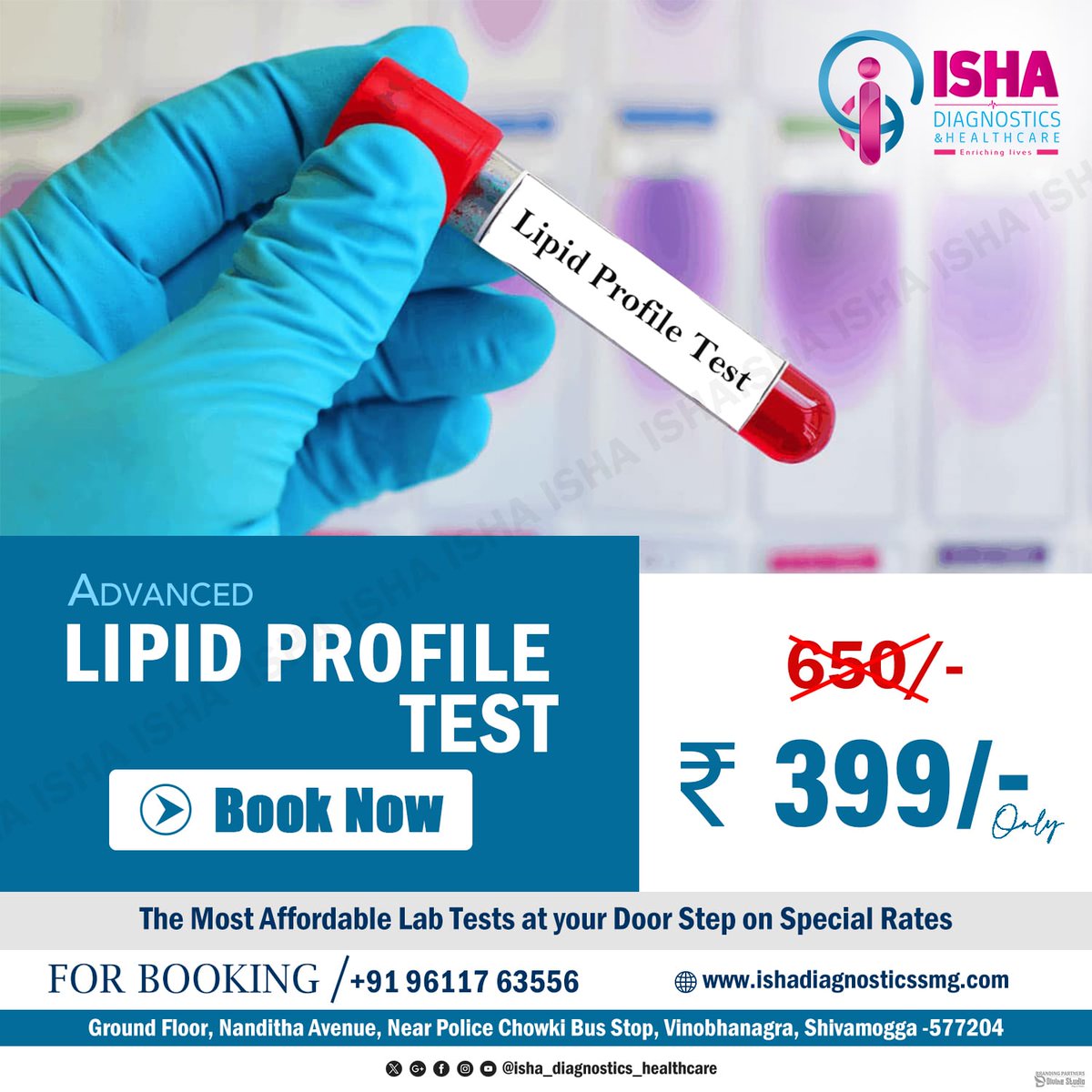 IshaDiagnostic's tweet photo. 🇦​​🇩​​🇻​​🇦​​🇳​​🇨​​🇪​​🇩​ ​🇱​​🇮​​🇵​​🇮​​🇩​ ​🇵​​🇷​​🇴​​🇫​​🇮​​🇱​​🇪​ ​🇹​​🇪​​🇸​​🇹​ ​🇯​​🇺​​🇸​​🇹​ 3️⃣9️⃣9️⃣/- ​🇴​​🇳​​🇱​​🇾​
Book now
#isha #shivamogga #divine_studioPS #pathology #medicine #trending #festival #bloodpressure #affordable #stayupdated https://t.co/n0KGDzRE5H