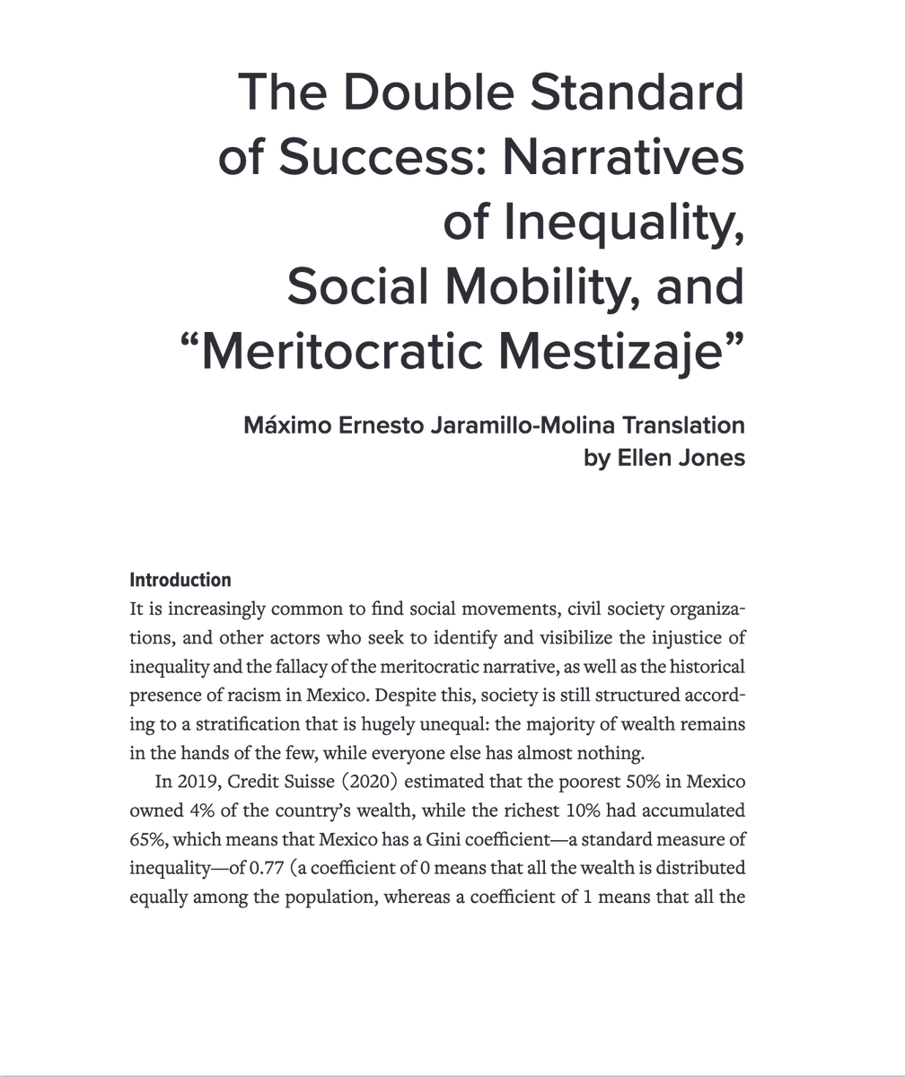 Les comparto con mucho gusto que hace unos días salió el libro Beyond Mestizaje, que coordinaron Tania Islas Weinstein y Milena Ang. 

En él me tocó escribir este artículo que llamé "El doble estándar del éxito", y hablo de cómo las narrativas de éxito y fracaso son racializadas