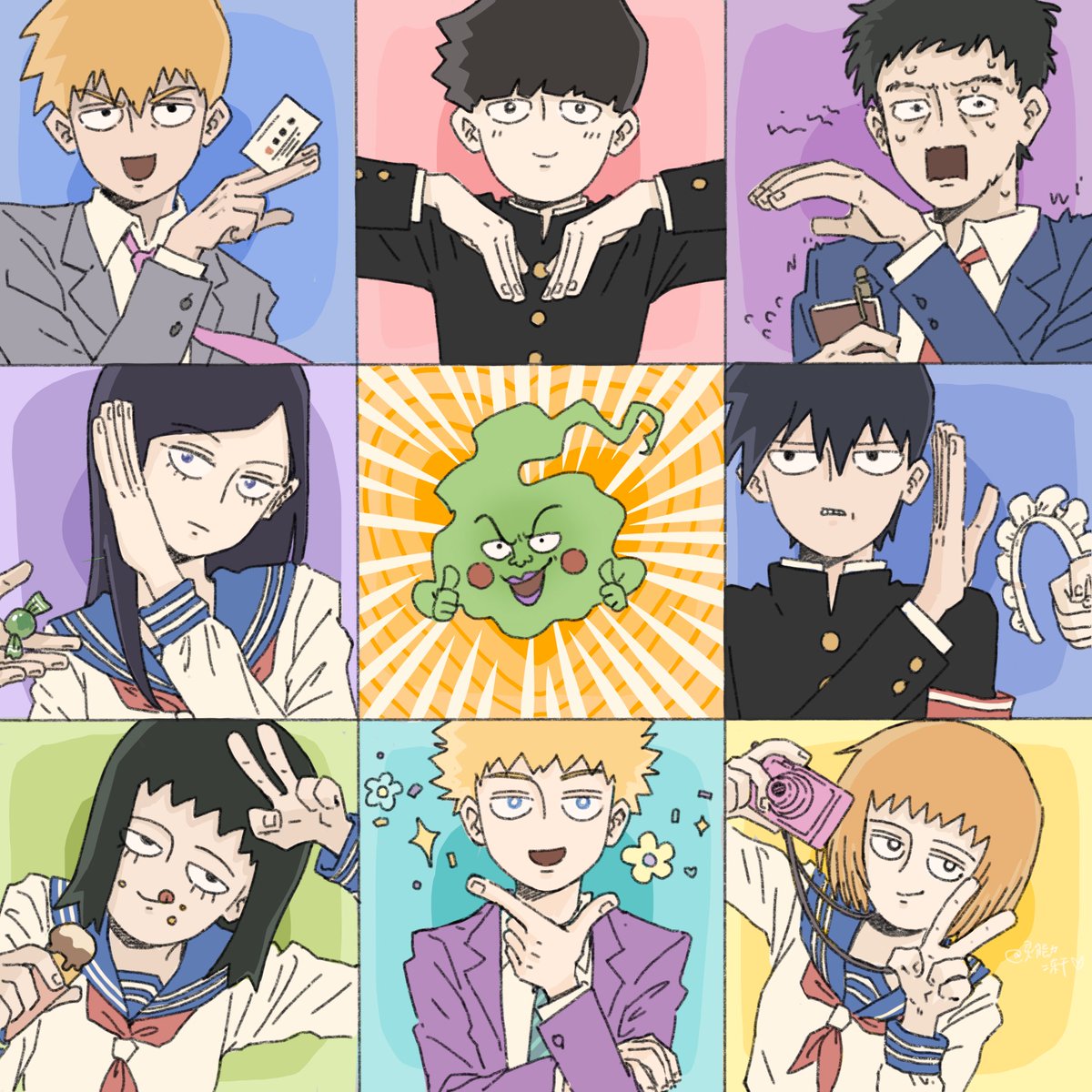 🤍🩵💙💜🩷❤️🧡💛💚
描！き！ま！し！た！
#モブサイコ100 #mp100