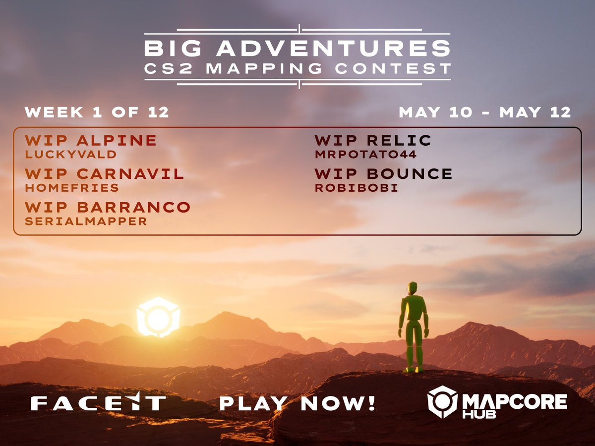 The long awaited contest map rotations start today! Check out the first week of Big Adventures maps ready to play right now on the Mapcore hubs: fce.gg/mapcore
