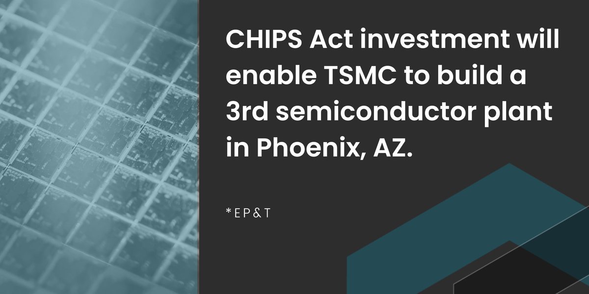 TSMC's new $65B Arizona factory, backed by the #CHIPSAct and over $5B in grants, will create 25,000 jobs, marking a significant push in U.S. #semiconductor production. Learn more: bit.ly/49wdMkP #FridayFact
