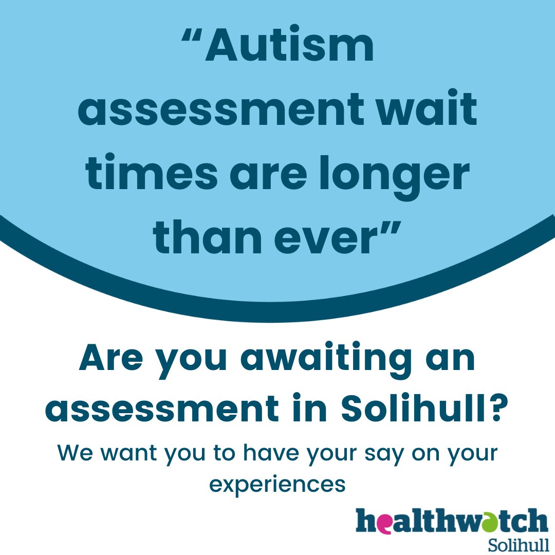 Are you awaiting an assessment in Solihull?
Have your experiences heard and represented by taking our short survey:
📷 smartsurvey.co.uk/s/FR6ERS/