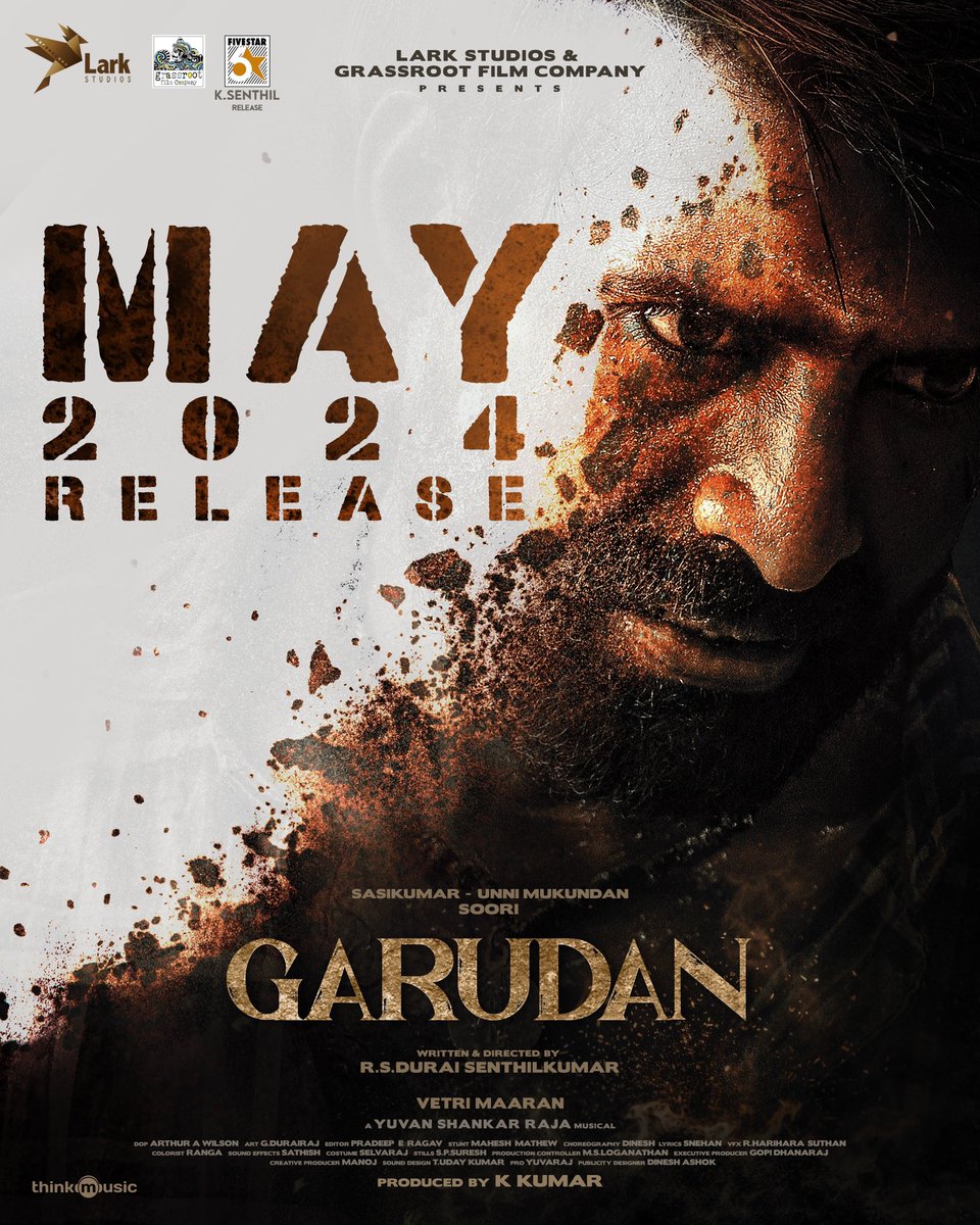 Offl : #Garudan This Month Release 💥

Release Date Soon..

#Soori - #Sasikumar - #UnniMukundan