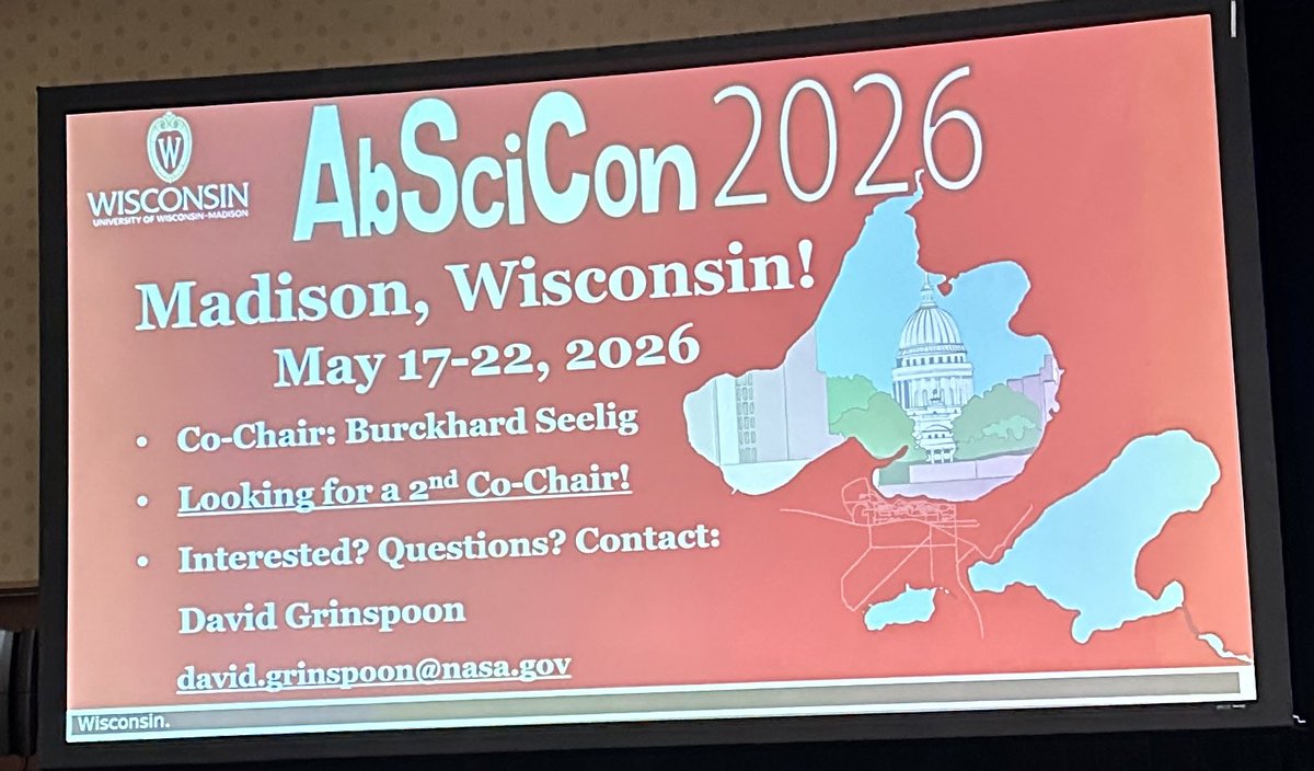 Very cool to see that the next #AbSciCon24 will be in Wisconsin!!! 🚀🚀🚀