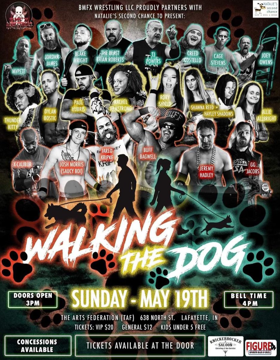 We’re just over a week away from my appearance in Lafayette #Indiana for “Walking The Dog” with BMFX Wrestling! Come out to see me and catch some great wrestling action! Info ⬇️ facebook.com/share/56ex4Vm3…