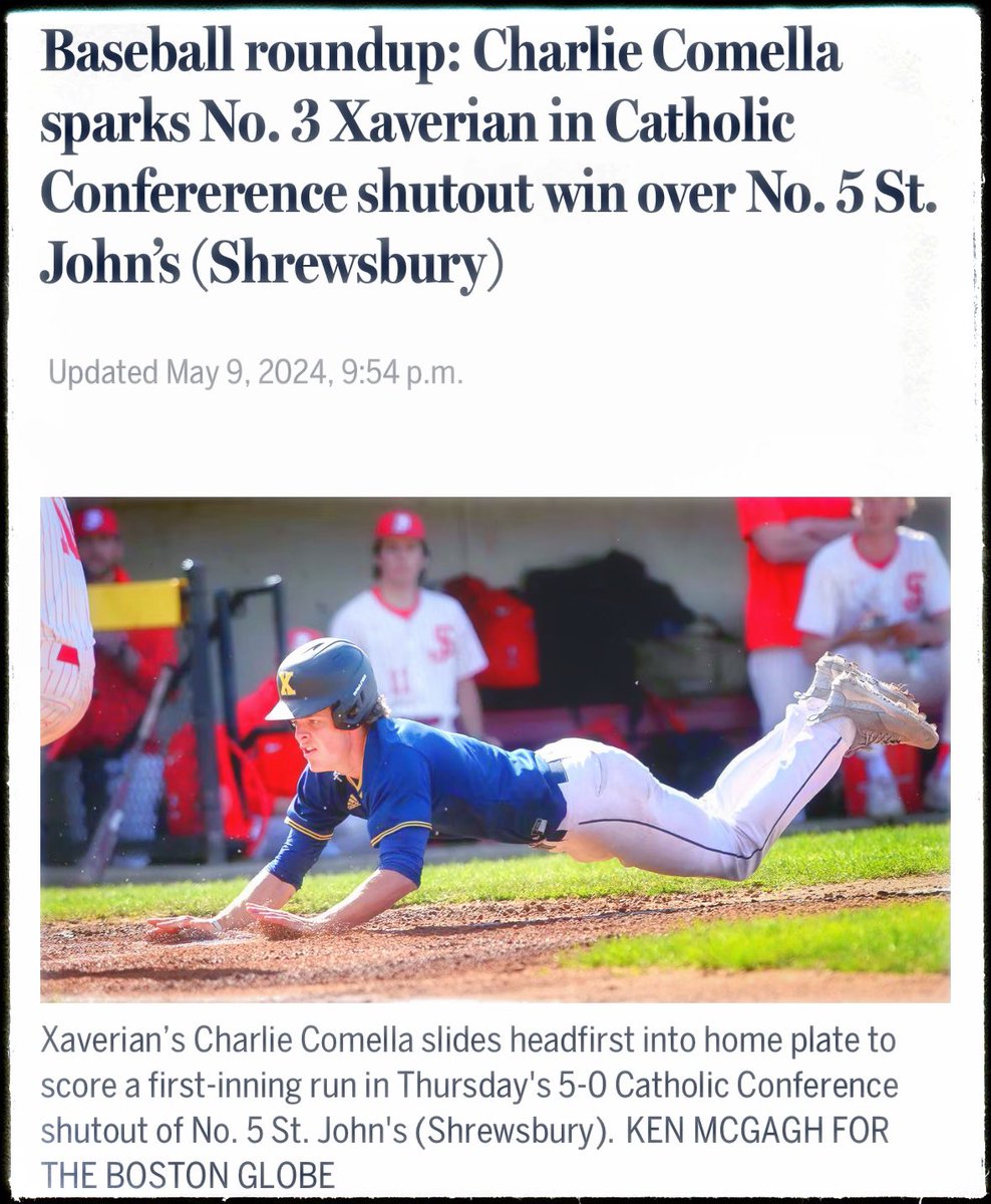 #theSIX⚾️ @XBHSBaseball 5 @SJHSBaseball 0 @charliecomella4 opened the contest with a 1st inning RBI triple, stole several bases, and scored on a wild pitch later… 'Playing these games gets us a little more battle-tested for June.' ~ X HC Gerry Lambert bostonglobe.com/2023/04/03/spo…