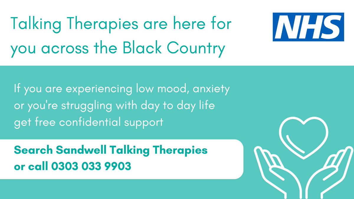 If you are experiencing depression, anxiety or stress, the Black Country Talking Therapies service in Sandwell is here to help. Find out more: sandwelltalkingtherapies.nhs.uk #MentalHealthAwarenessWeek