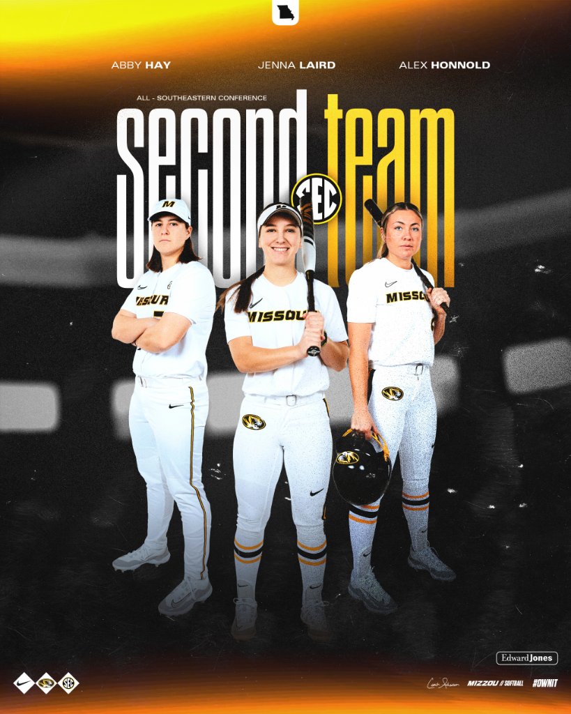 All-SEC Tigers 🐯🏅 Jenna Laird, Alex Honnold & Abby Hay 📰: bit.ly/3wiKf0w #OwnIt #MIZ 🐯🥎