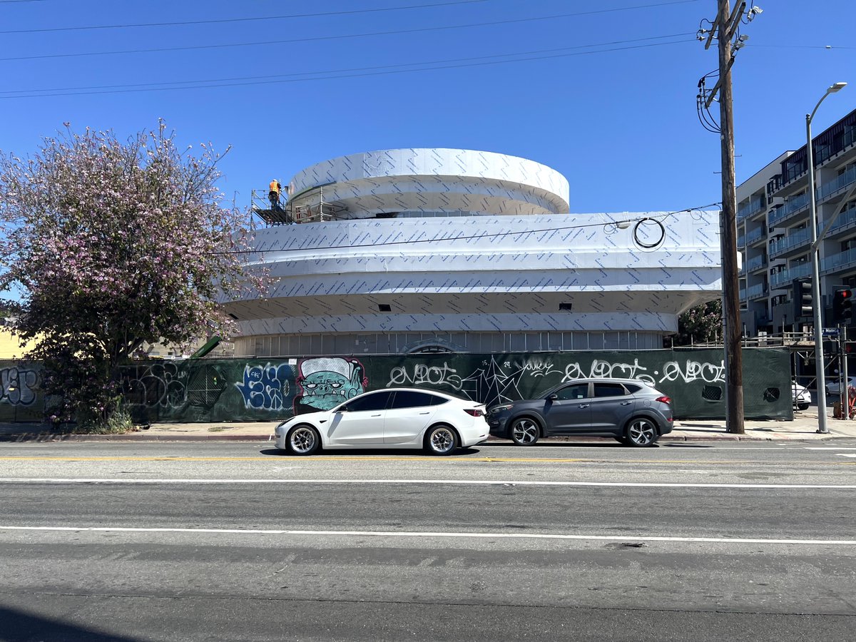 Earlier this week I visited the Santa Monica Blvd construction site where Tesla is building its Hollywood drive-in, diner and charging station.