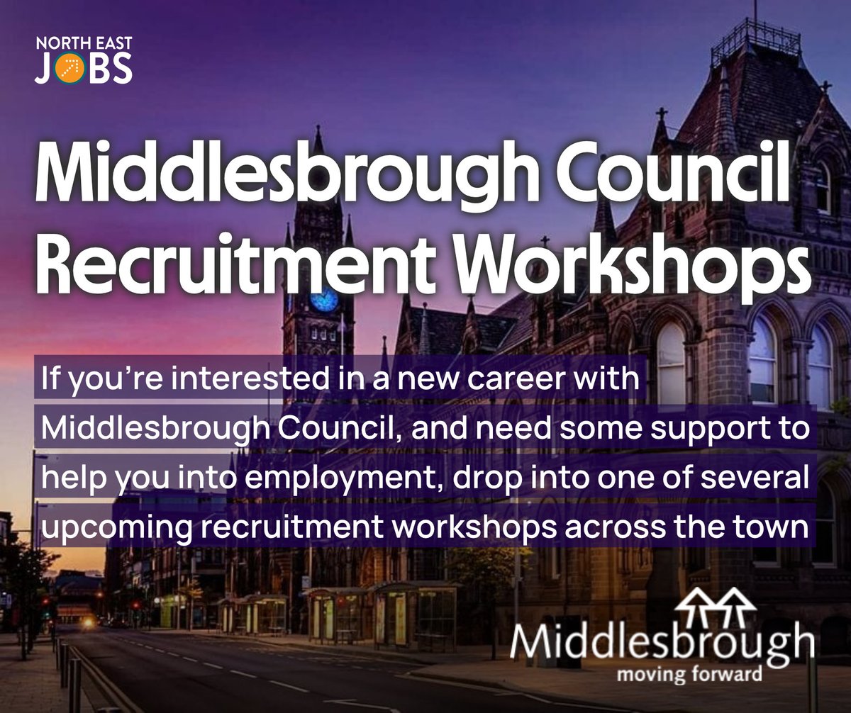 🤝  If you’re interested in a new career with @MbroCouncil, and need some support to help you into employment, drop into one of several upcoming recruitment workshops across the town.

Find out more 👉 ow.ly/zTvg50RBwR7

#NEJobs #NorthEastJobs #PublicSectorJobs