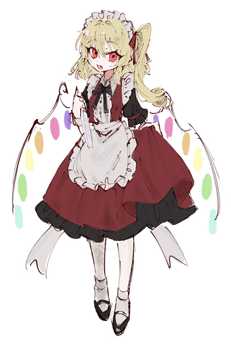 flandre scarlet 1girl solo long hair looking at viewer blush open mouth simple background  illustration images