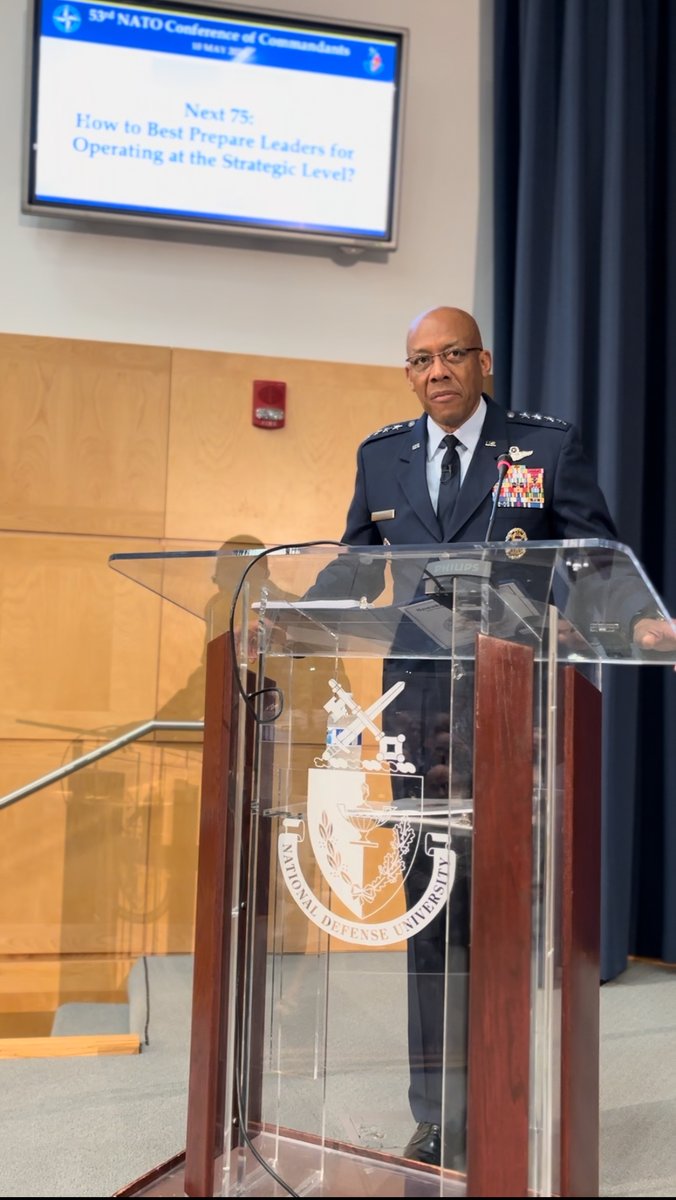 Keynote speaker General Charles Brown emphasized: 'It is our duty to prepare the next generation of leaders who will continue to determine our destiny and to shape the international environment for the next 75 years.' @NDU_EDU #1NATO75years #CoC2024