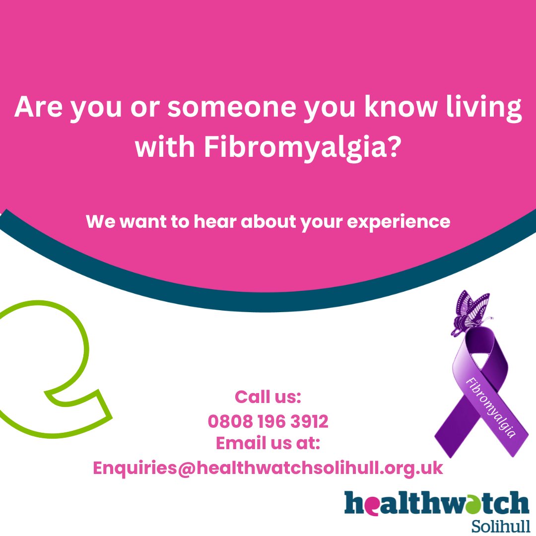 Are you or somebody you know struggling with Fibromyalgia?
We want to hear about your experience with services and treatment
tell us today by taking our short survey 📷 smartsurvey.co.uk/s/FR6ERS/