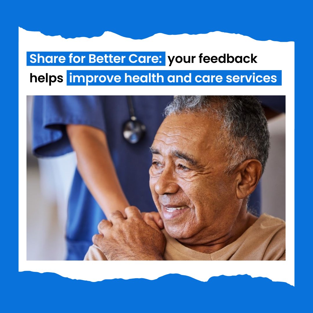 A campaign being led by the Care Quality Commission and Healthwatch England aims to support the voice of people using care services. They want to hear experiences of health and social care to help them improve services for everyone: tinyurl.com/4fnks87y #ShareForBetterCare