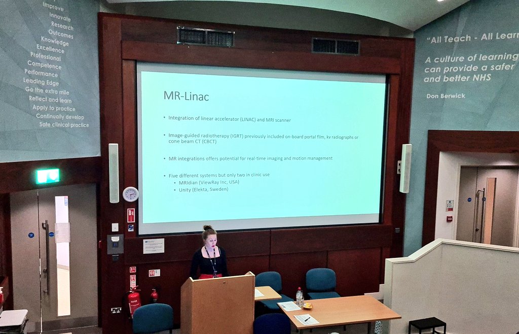 Dr Cathryn Crockett giving a fantastic talk on MR-Linac in radiotherapy, based on her experience at @TheChristieNHS