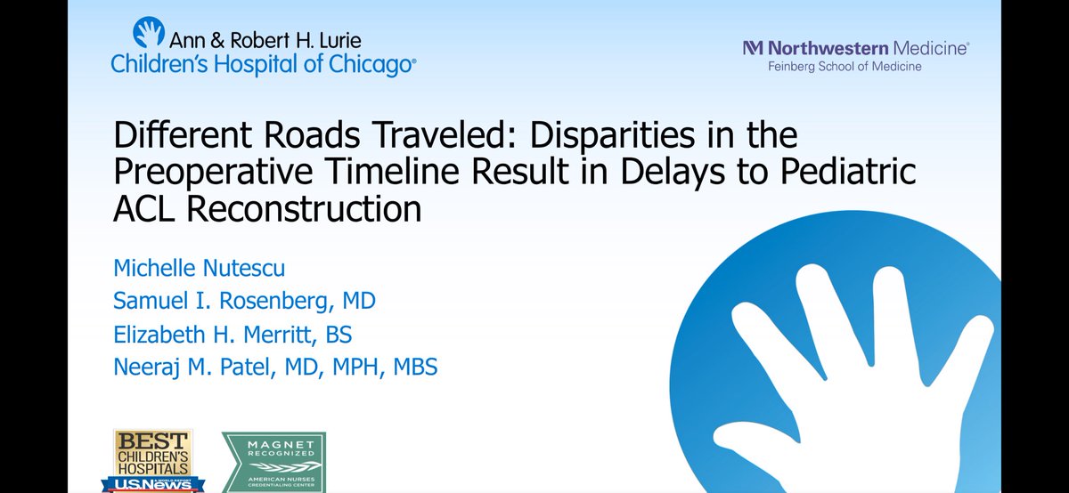 Vote for ePoster 143! We dissected the preop ACL timeline:

👉Longer delays at every step for publicly insured and racially minoritized kids

👉These kids are also more likely to be misdiagnosed initially, 1st seek care at an ED, and see &gt;2 clinicians prior to OR.

#EPOSNA2024