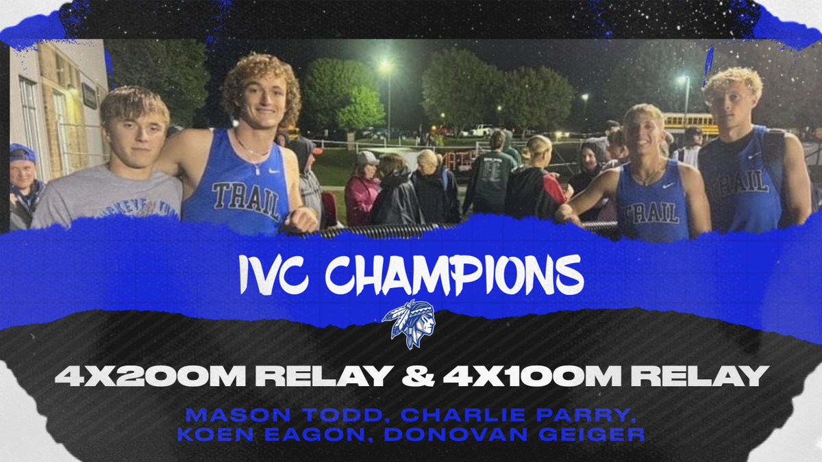 The team of Mason Todd, Charlie Parry, Koen Eagon and Donovan Geiger are the IVC champions in the 4x2 1:31.71 and the 4x1 44.11 (school record). Congratulations guys!!
#WarriorPride