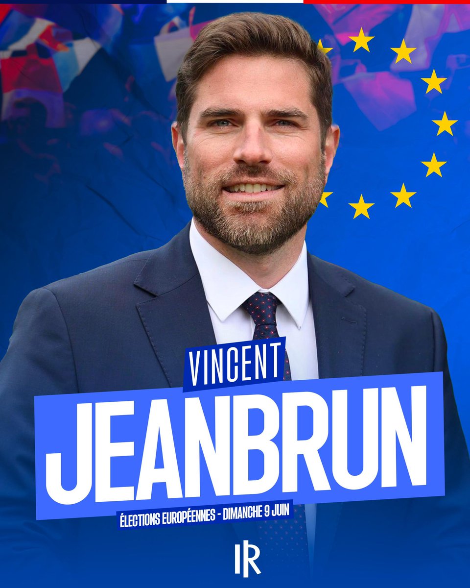 .@VincentJeanbrun clôturera notre liste aux élections européennes ! Maire courage qui ne cède rien face aux ennemis de la République. Avec @fxbellamy, nous sommes fiers de l’avoir à nos côtés ! #AvecBellamy