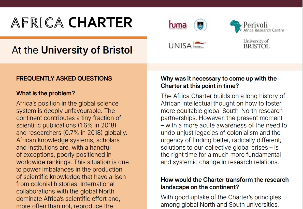 This handy FAQ is aimed primarily at @BristolUni researchers - learn more about the #AfricaCharter! ⬇️ @cabotinstitute @BristolBioSci @SOEBristol @BrisBlackHums @UoBrisSPS @EBIBristol @SPAISbristol bpb-eu-w2.wpmucdn.com/blogs.bristol.…