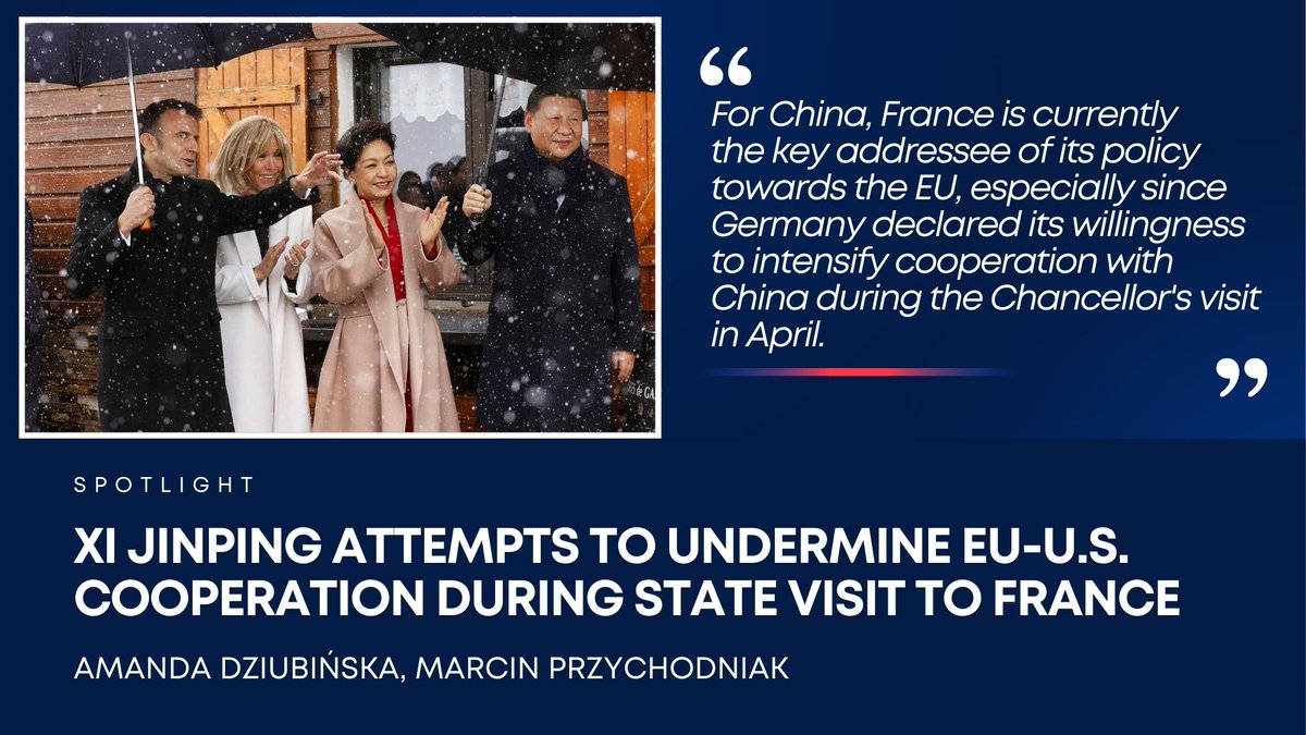 During President Xi Jinping’s visit to France, China confirmed its aim to undermine the EU’s policy of reducing dependence on China. This visit was also significant in supporting French rhetoric about European sovereignty, which China perceives as limiting transatlantic