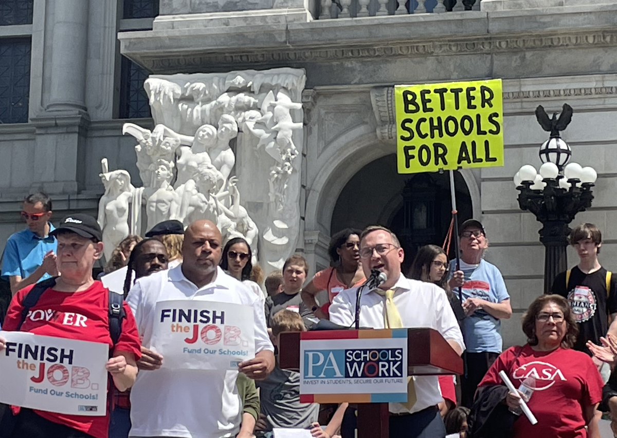 We sent a clear message to Harrisburg this week. They must put in place a long-term plan to fully fund PA schools. #FinishTheJob!