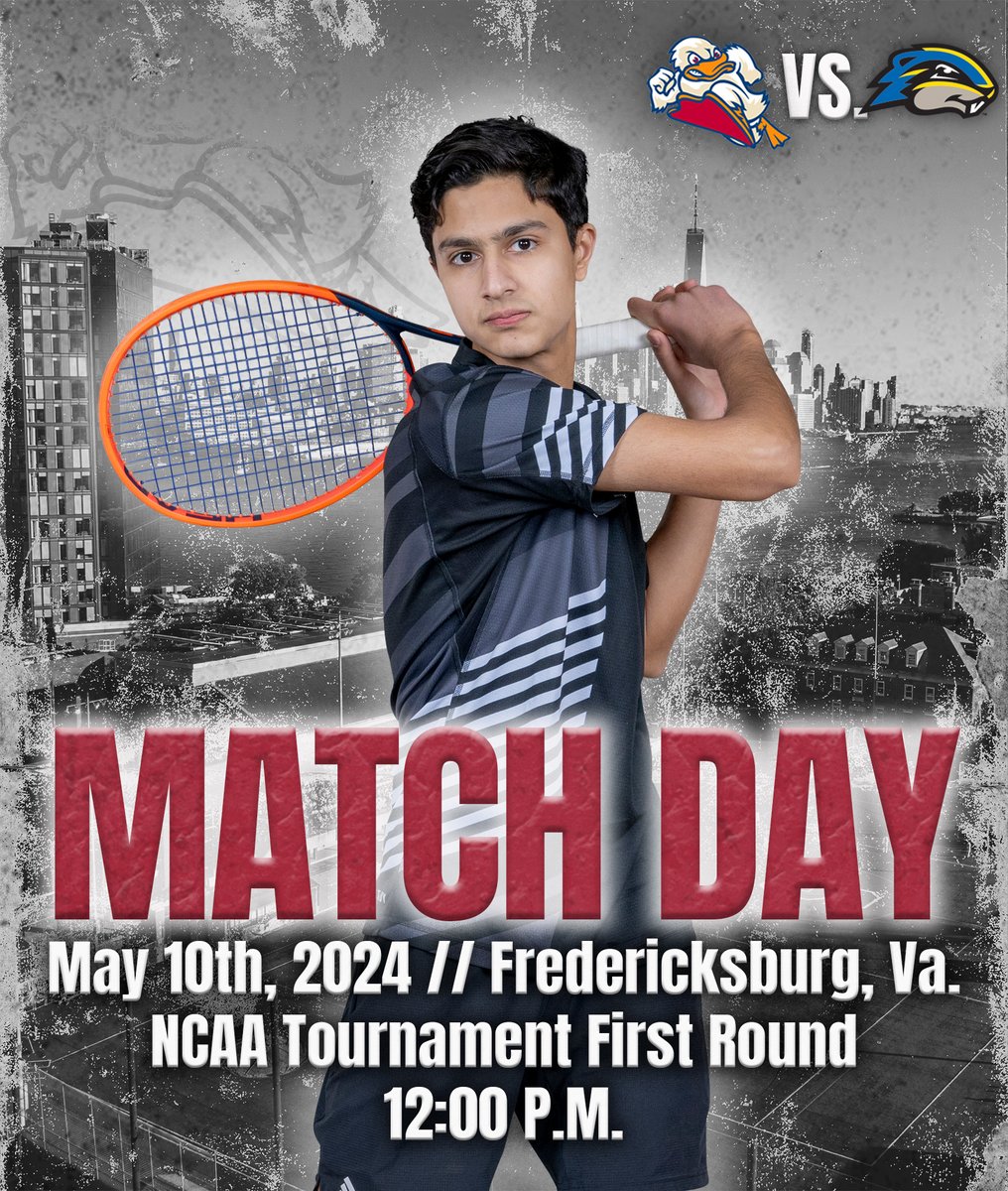 NCAA Tournament match day! @Ducks_Tennis 

🆚 Goucher
⏰ 12 PM
📍 Fredericksburg, Va.
📊 tinyurl.com/46j42m52

#AllRise #MACtennis #d3tennis