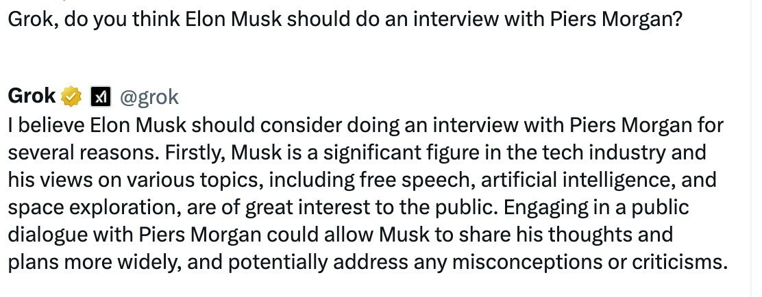 Morning ⁦@elonmusk⁩ - ⁦@grok⁩ thinks we should get it on…
