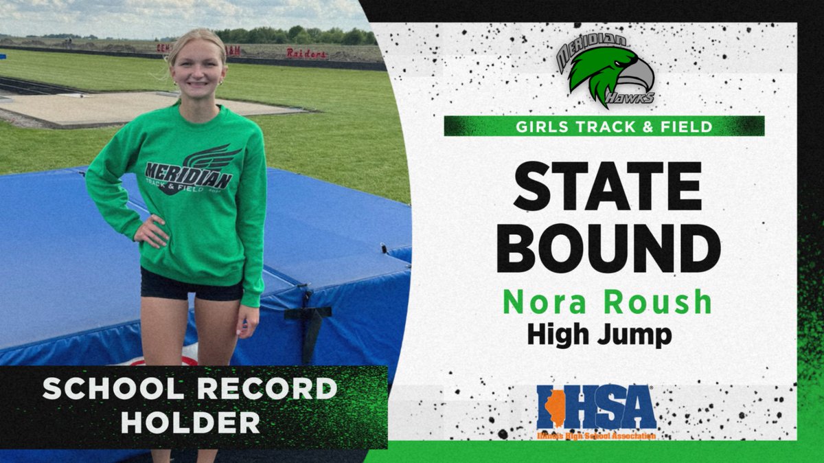 Nora is STATE BOUND in High Jump! She jumped a personal best of 1.57 meters last night and placed 2nd in the Sectional Meet. That jump also beat the school record set in 1996. Nora will complete in the prelims on Thursday at 10am. We are proud of you Nora!!

#wearemeridian