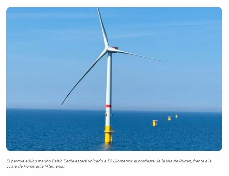 NOTICIA ECONOMICA DE INTERÉS: Iberdrola ha instalado el primer de los cincuenta aerogeneradores del parque eólico marino Baltic Eagle, en la costa de Alemania. iberdrola.com/sala-comunicac…