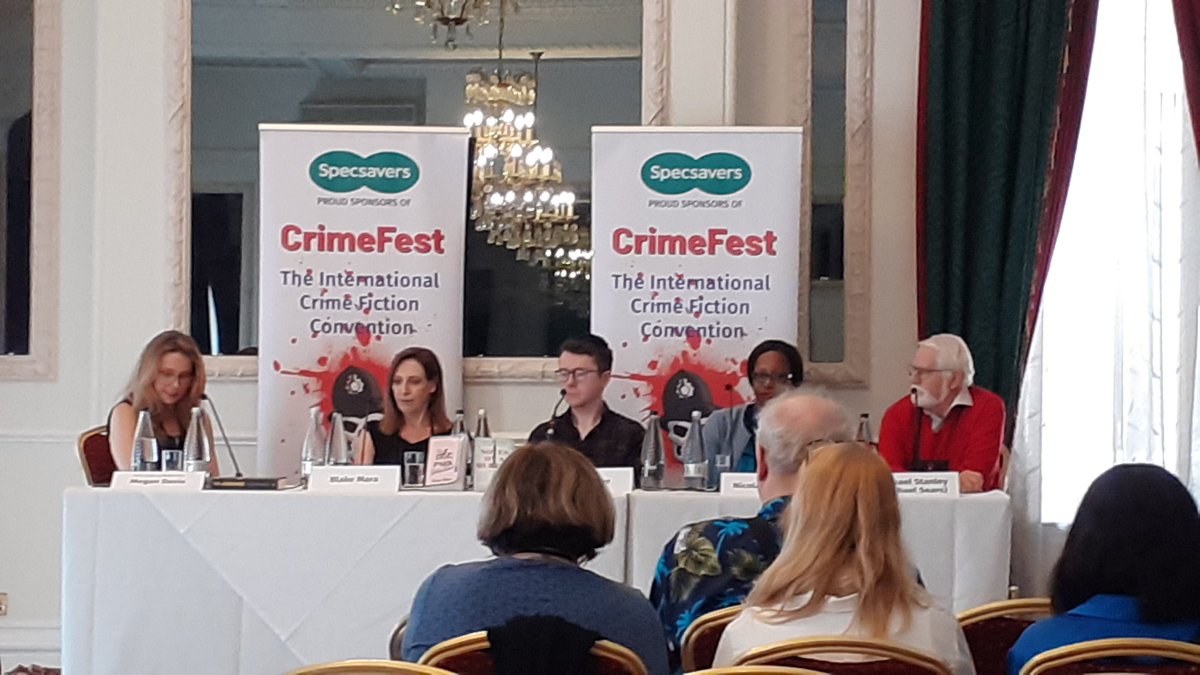 Intriguing panel, including @MeganDavis931 @TheBlakeMara @BarnabyWalter. Great hooks! Made me break my 'not buying any more books rule' though... @CrimeFest