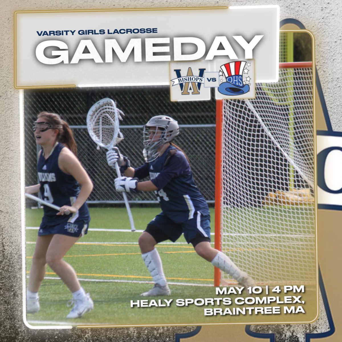 GIRLS LACROSSE: The Bishops host the @QHSathletics today at the Healy Sports Complex! Varsity starts at 4pm and JV to follow at 5:45pm! #rollbills @awhsglax
