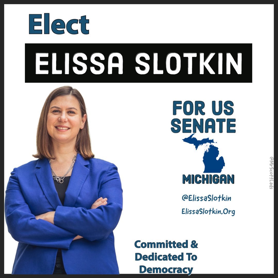 MI-07 Elect Democrat Elissa Slotkin for Senate Primary 8/6 Vets LGBTQ+ Education Healthcare Civil Rights Environment Voting Rights Infrastructure Womens rights Lakes- Streams Commonsense gun safety 🔹@ElissaSlotkin 🔹elissaslotkin.org #ProudBlue #allied4dems