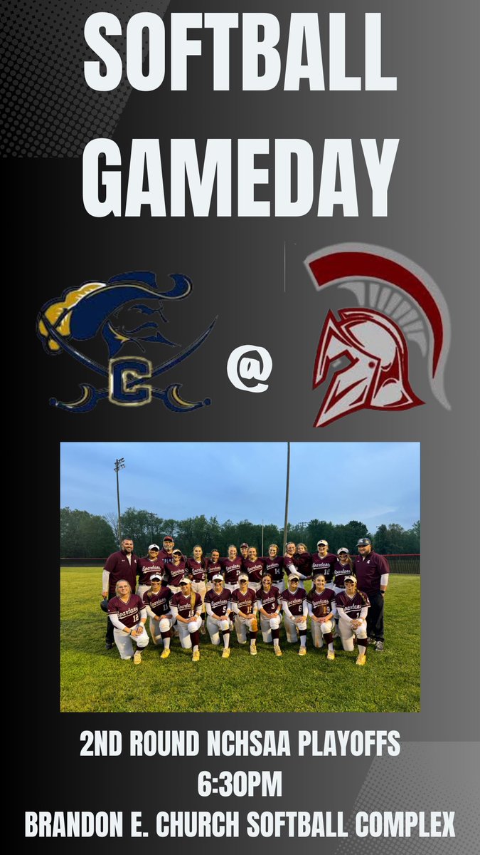 🥎GAMEDAY🥎 Spartan Softball hosts Cuthberston in the 2nd round of the NCHSAA playoffs with first pitch scheduled for 6:30PM! #ALLIN