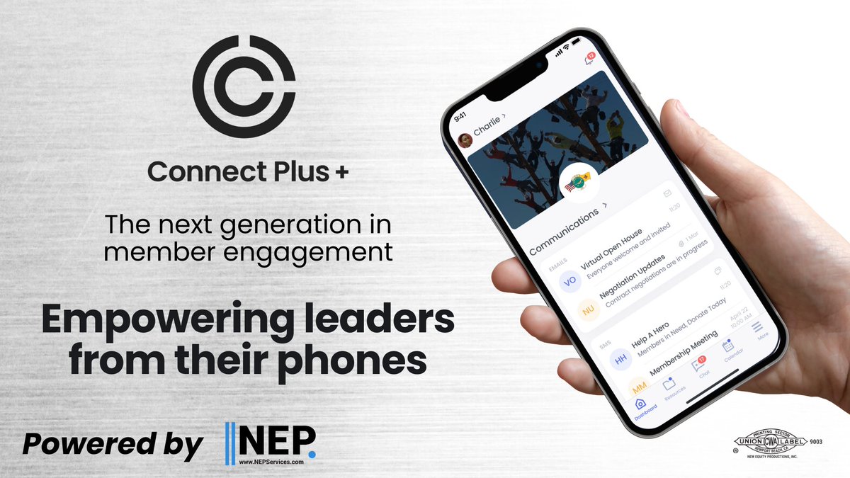 It's here. #TheFutureIsNow.

Connect Plus+ is the preferred union membership engagement app featuring an easy to use dashboard that handles all your internal and external communications needs.

Schedule your demo today: nepservices.com/contact-us