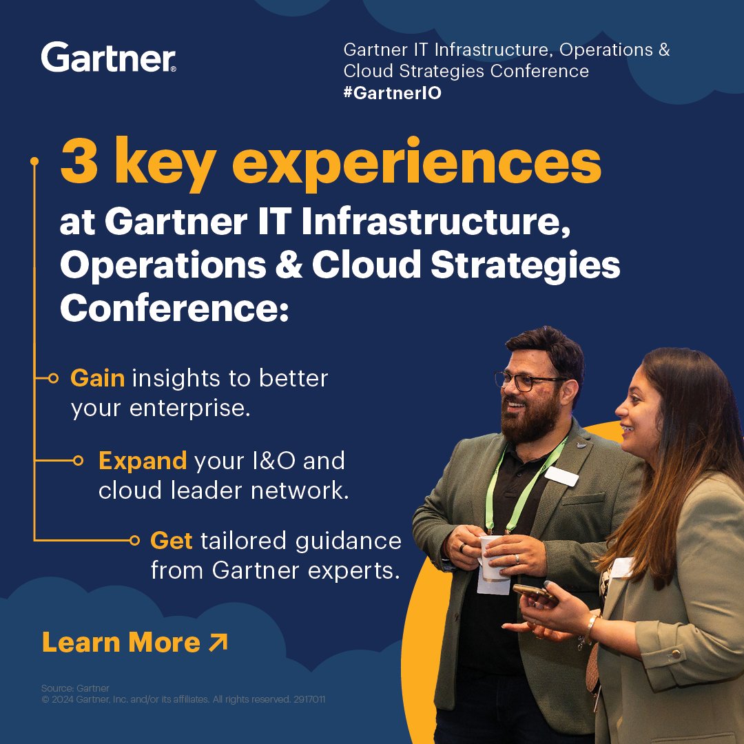 Join I&O leaders and experts at #GartnerIO to become equipped with the technical know-how and strategic insights to drive meaningful change and organizational success. Don’t miss your chance to attend in Sydney: gtnr.it/3Jkb2w4 #Infrastructure #Cloud #DevOps