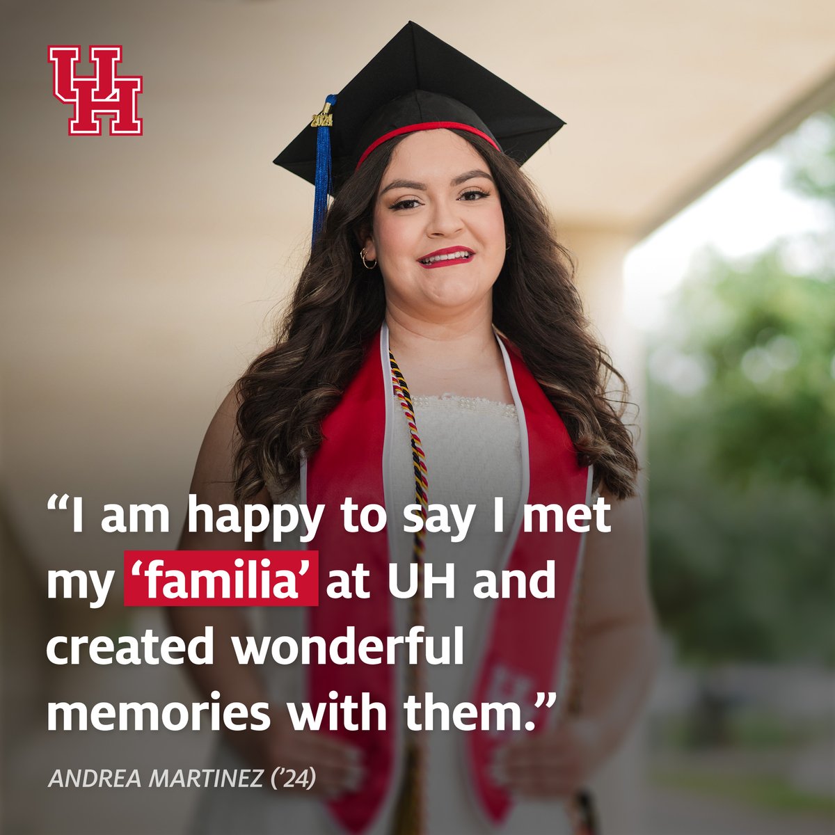 As a double major, Andrea Martinez has taken on twice the workload since arriving at UH. “Every student has a different story to tell,” she said. As a student leader and ambassador, she’s been able to share hers with peers and prospective Coogs. Congratulations, Andrea! 🎓