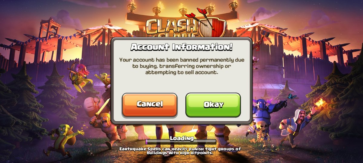 Supercell banned my account without any reason yesterday 
My account was connected only on my tablet for last 3 years what's going on <a href="/ClashofClans/">Clash of Clans</a> this is ridiculous 
<a href="/ClashofClans/">Clash of Clans</a>  
<a href="/CoCEsports/">Clash of Clans Esports</a>