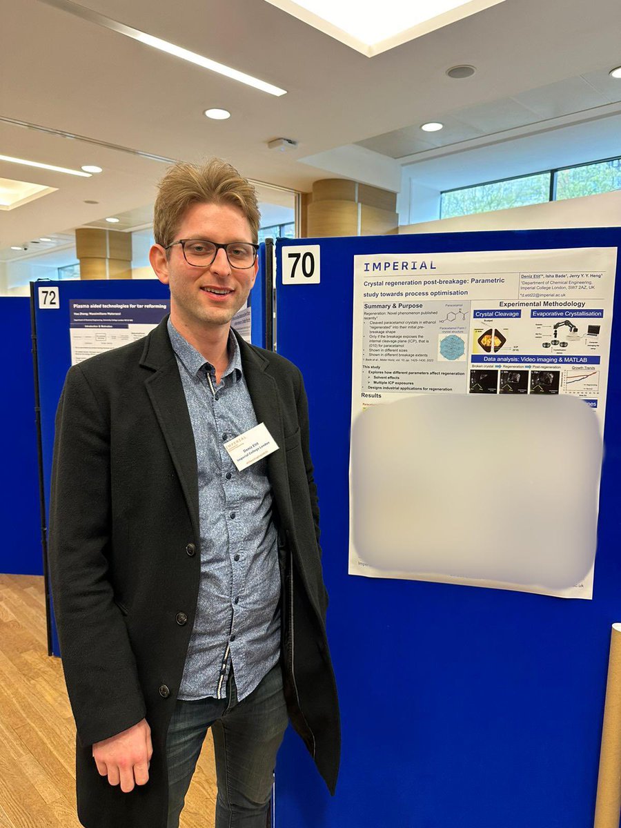 Congratulations to Deniz Etit for presenting his work on crystal regeneration phenomena at the #ChemEngDayUK2024 Conference @ImperialChemEng which was well-received! 👏💎