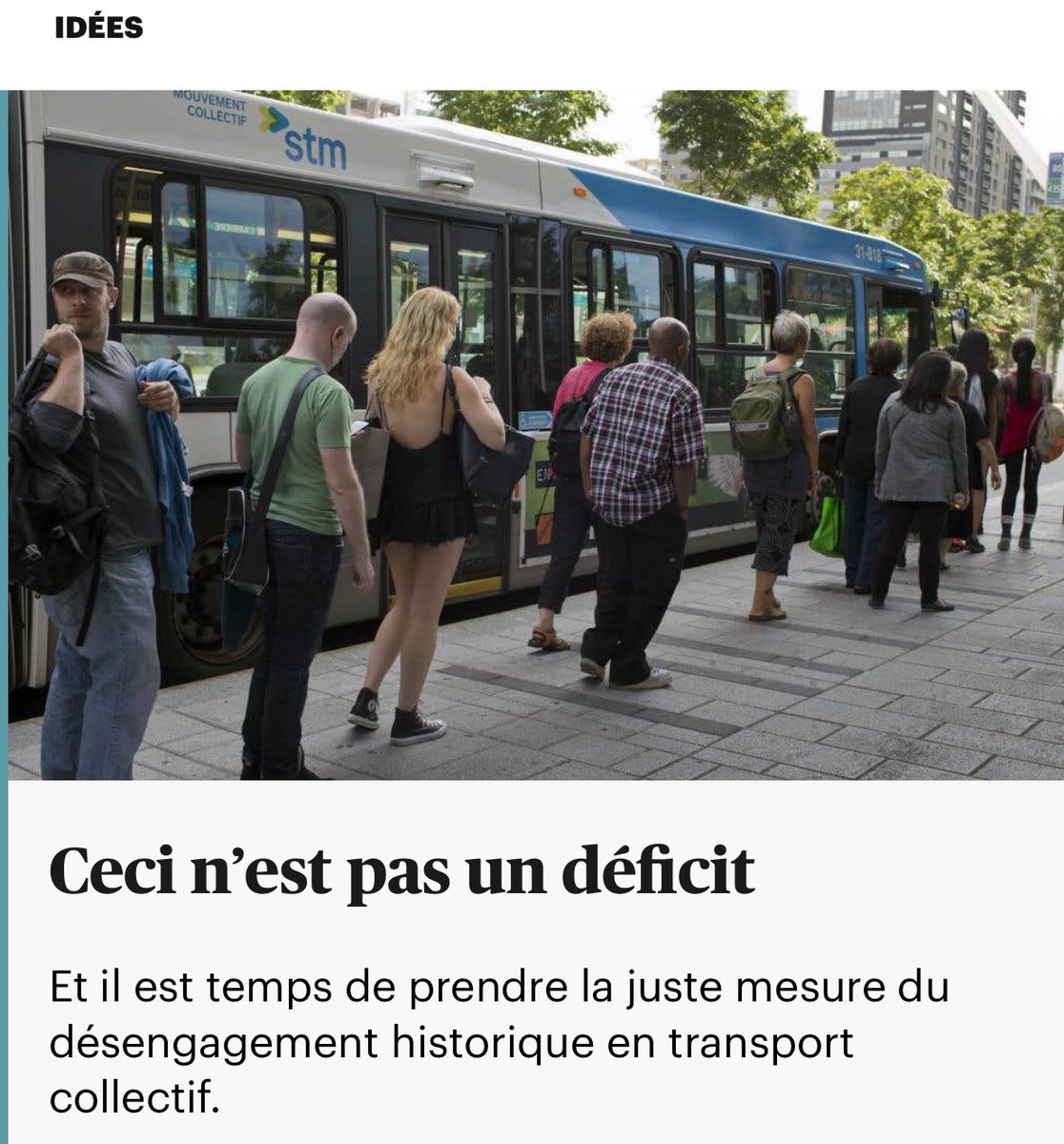 C_Savard's tweet photo. Le narratif du « déficit » du TC ne sert que les personnes qui voudraient voir ce service public se marginaliser. Mon texte dans @LeDevoir sur le recadrage nécessaire pour faire les choix qui s’imposent. #prioriteTC
https://t.co/QCzQQr2NdC https://t.co/J9jXOpeH26