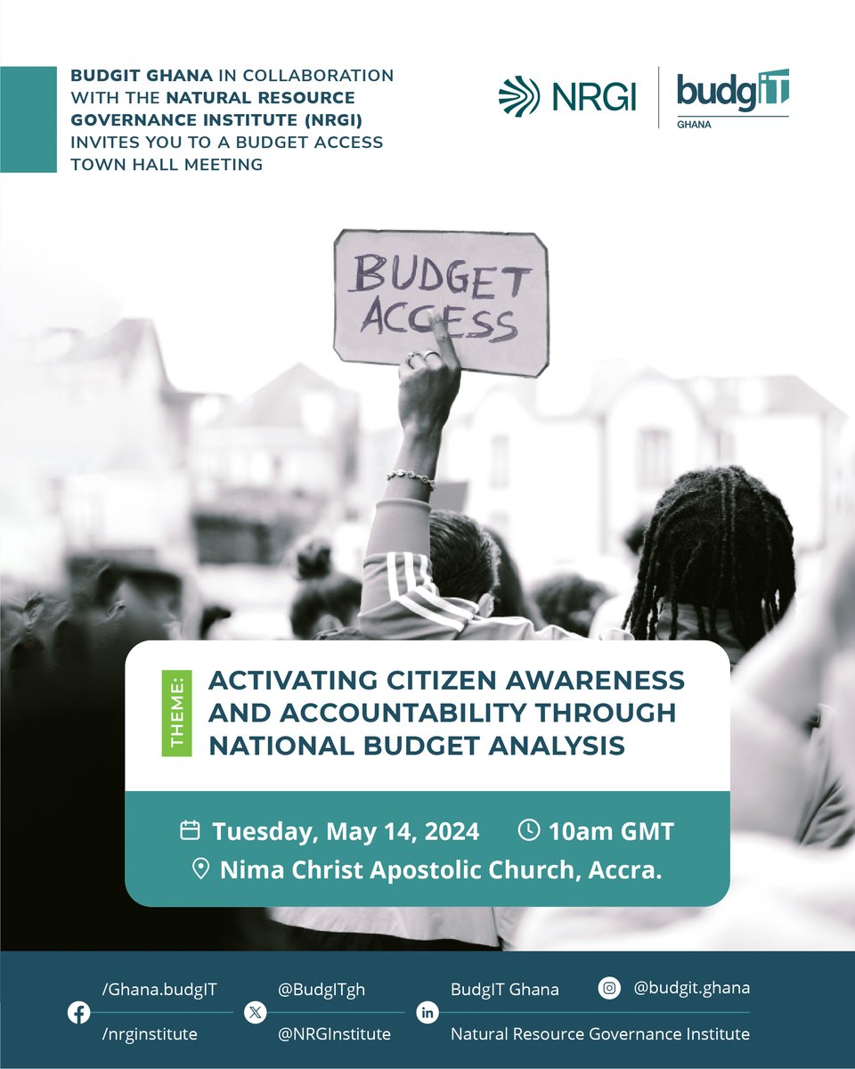 Hey there Active Citizen!🗣️ Did you know that you have a stake in shaping Ghana's economic landscape? Join us on Tuesday, May 14, for an empowering meeting on HOW and WHY you and your voice matters in Ghana's fiscal framework. Watch this space for more! #BudgetAccess #GetInvolved