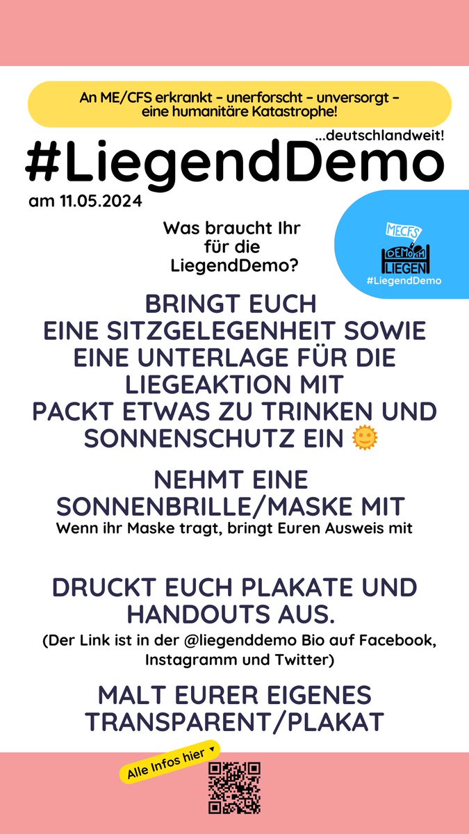 So seid ihr gut vorbereitet, für morgen.💙🫶🏻 

#MECFS #PostCovid #PostVac #longcovid #Belastungsintoleranz #mecfsawareness #PEM #MyalgischeEnzephalomyelitis #liegenddemo #trauergang #demonstration #severeme