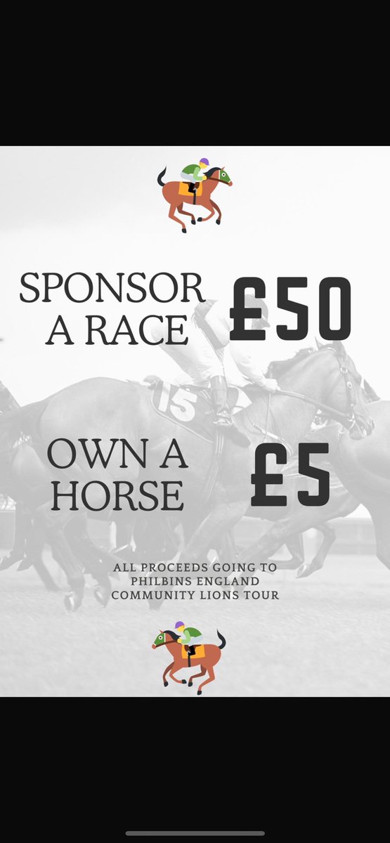 After recently being selected for the England Community Lions tour to Australia I need to raise money to be able to go. My first fundraising event will be a race night held at Leigh Miners, if people could come, sponsor a race or own a horse it would be greatly appreciated.