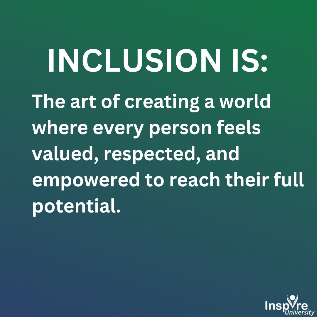 Inclusion is the art of creating a world where every person feels valued, respected, and empowered to reach their full potential. #InspireU #DisabilityInclusion #DisabilityAction #InspirationalSpeaker #MotivationalSpeaker