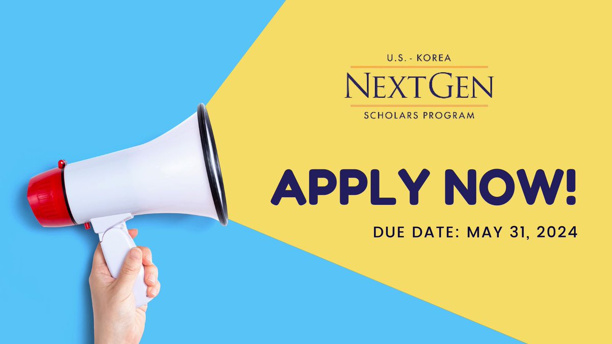 🗓️May 31
📝Apply now!

2024-2025 <a href="/CSIS/">CSIS</a>-<a href="/USCKSI/">USC Dornsife Korean Studies Institute</a> U.S.-Korea NextGen Scholars program, led by <a href="/VictorDCha/">Victor Cha</a> &amp; <a href="/daveckang/">Dave Kang</a>

Don't miss the opportunity to come to DC, Los Angeles and Seoul for incredible meetings and workshops.

Apply here: csis.org/programs/korea…
