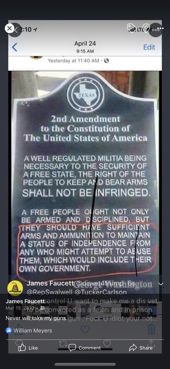 @facebook ⁦@JudgeJeanine⁩ @cnn @msnbc @nytimes @nypost @marklevin @foxnews #facebook keeps removing the constitution says falcon such thing as #2A