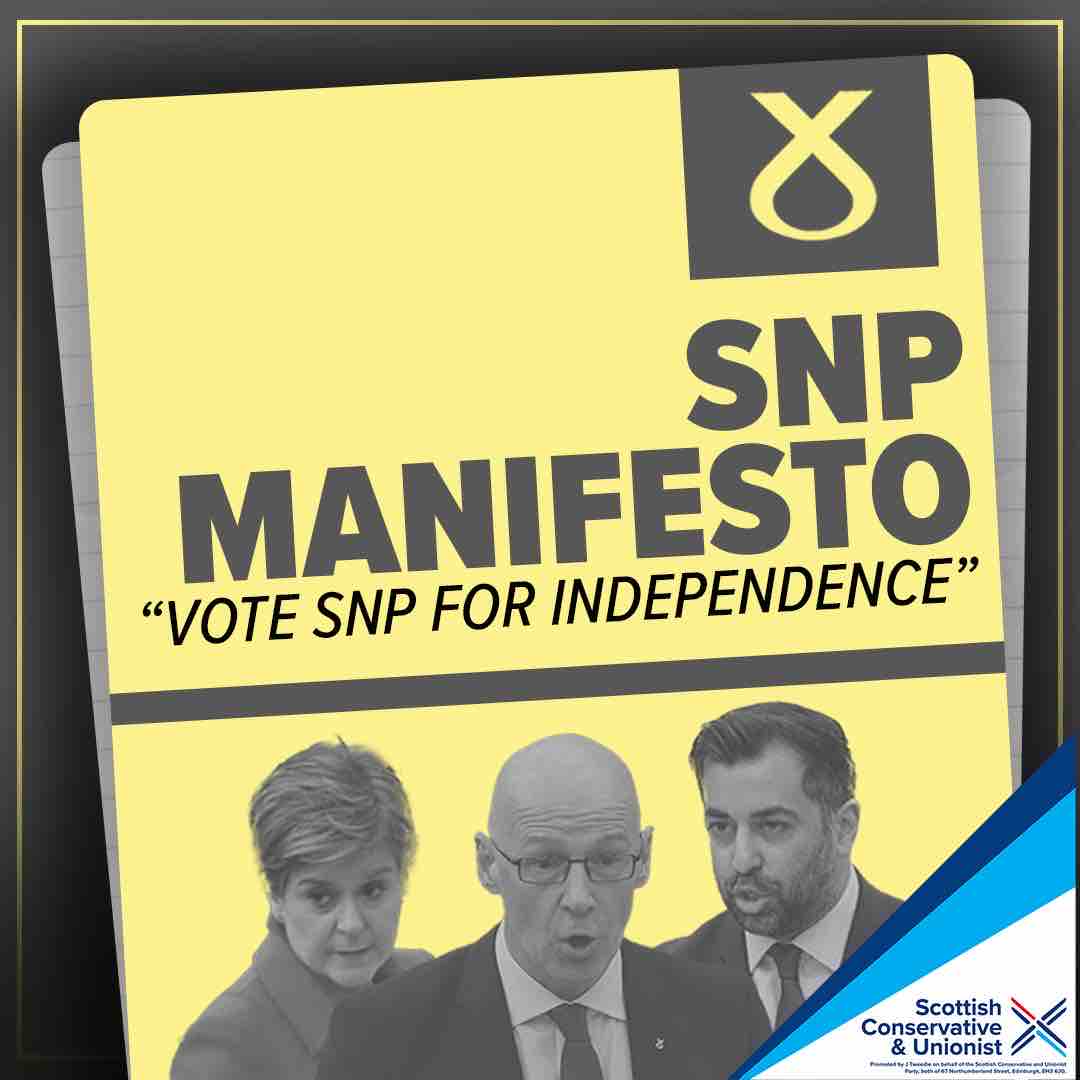 Just like Humza Yousaf and Nicola Sturgeon, John Swinney has pledged to make independence page one, line one of the SNP’s manifesto. In key seats across Scotland, only the Scottish Conservatives can beat the SNP and tell them to drop this tired, divisive agenda.