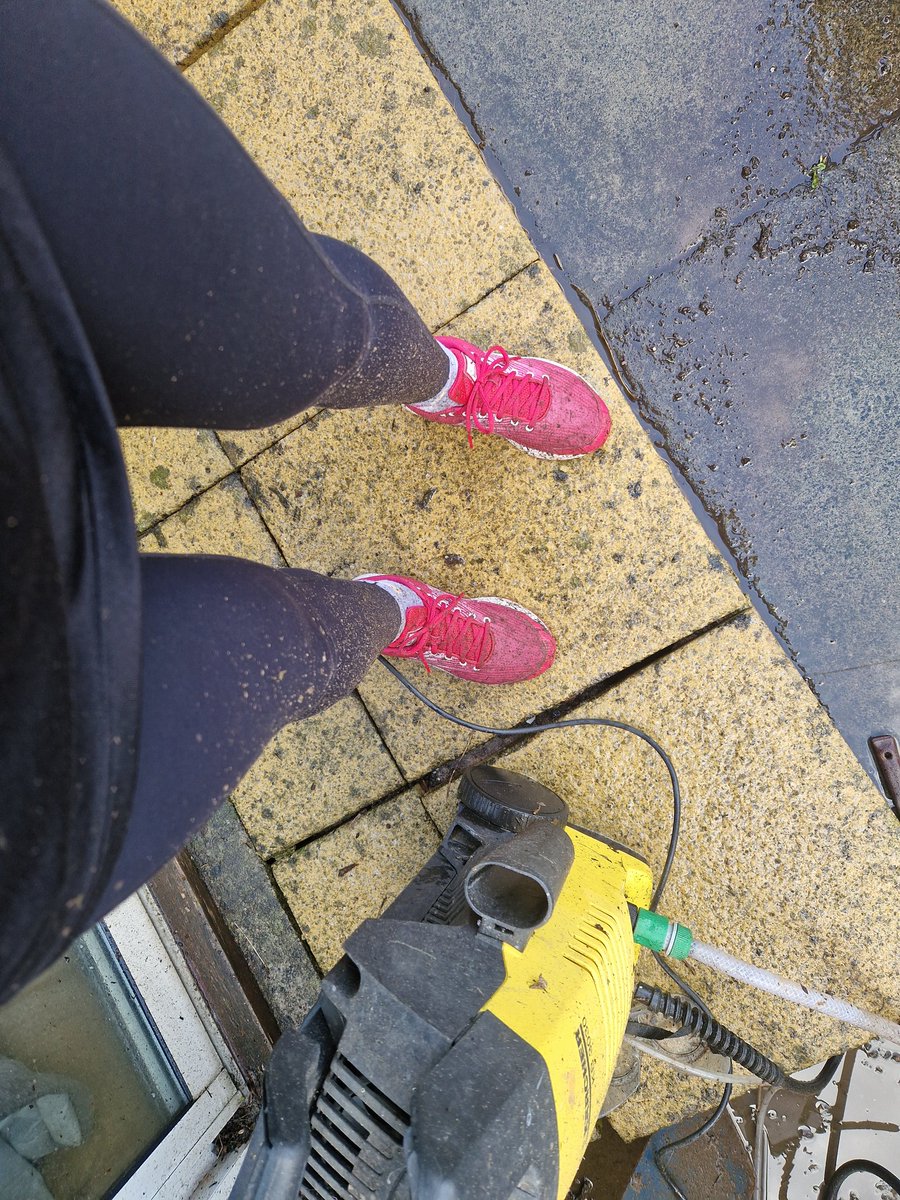 A story of people, purpose & power washing! Felt a bit bleurgh today. Wanted to be useful but didn't have the right hose connection for the power washer. Called my mum, who sent her partner round with it. A very satisfying & muddy hour or so completed whilst little one slept. 😁