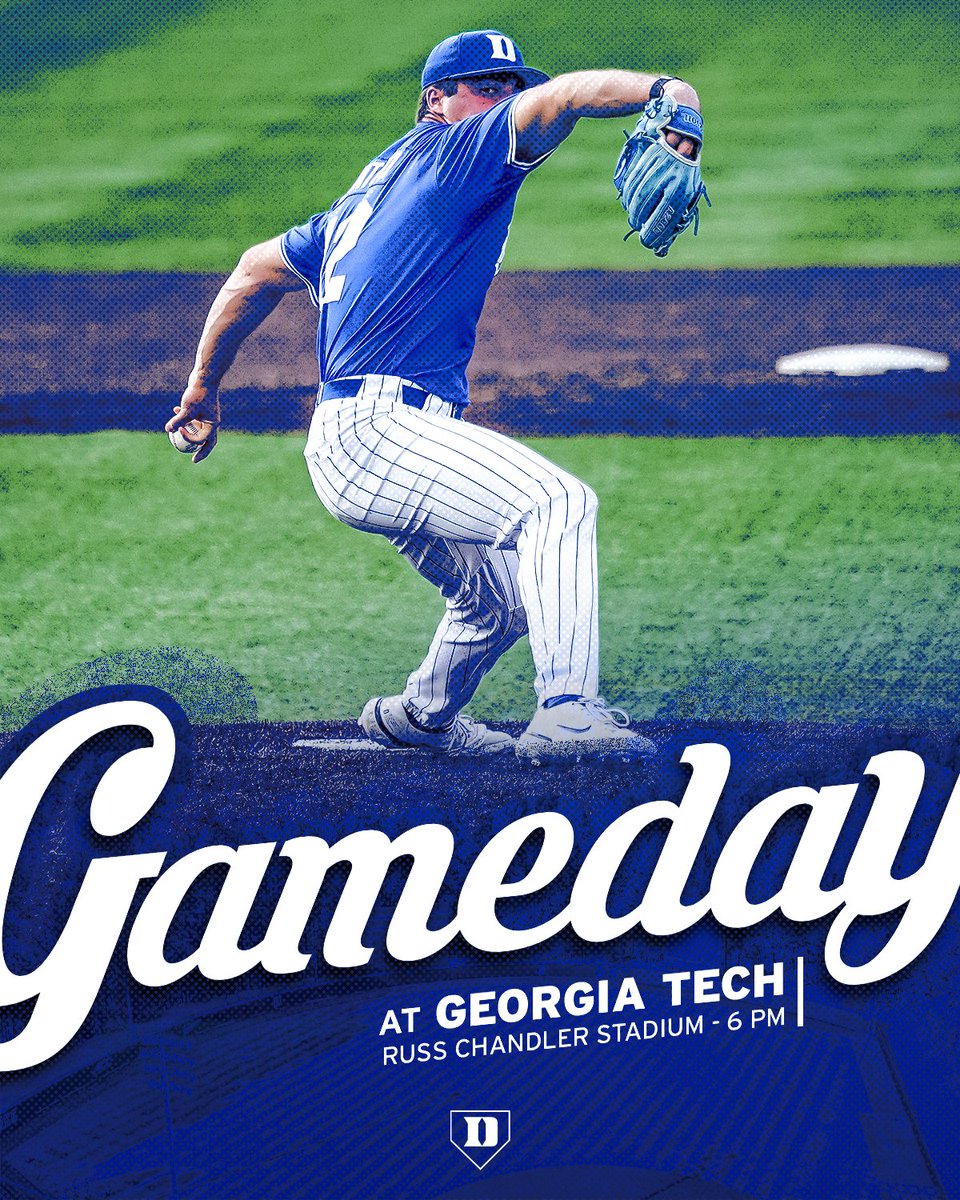 Gameday in A-Town! 🆚 Georgia Tech ⌚️ 6 PM 📍 Atlanta, Ga. 🏟 Russ Chandler Stadium 💻 ACCNX #BlueCollar | #GoDuke