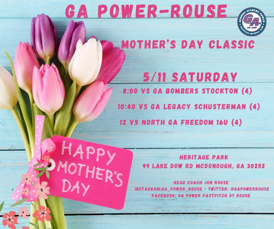 Celebrating our Mom’s this week by hitting the field!  Wishing everyone a Happy Mother’s Day from our GAP Family to yours!